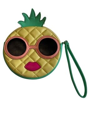 Luv Betsey by Betsey Johnson Pineapple Face Wristlet Clutch Yellow Green